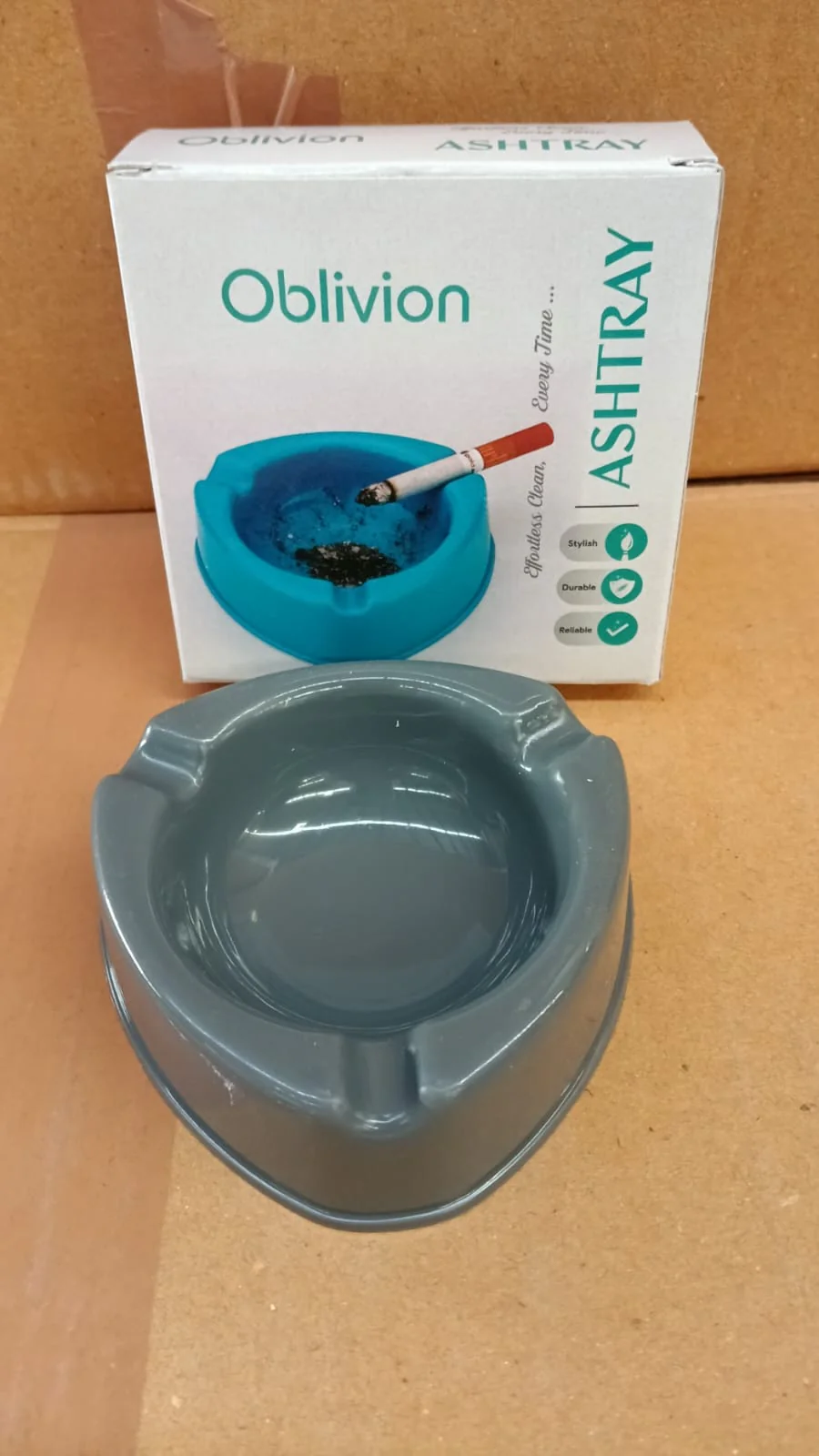 Oblivion Durable Plastic Ashtray Wide Bowl and Triple Cigarette Holder Slots (1 pc) - Image 7