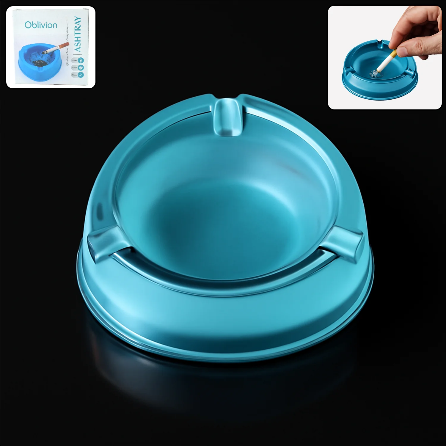 Heavy-Duty Transparent Plastic Ashtray with Triple Rest Slots (1 Pc)