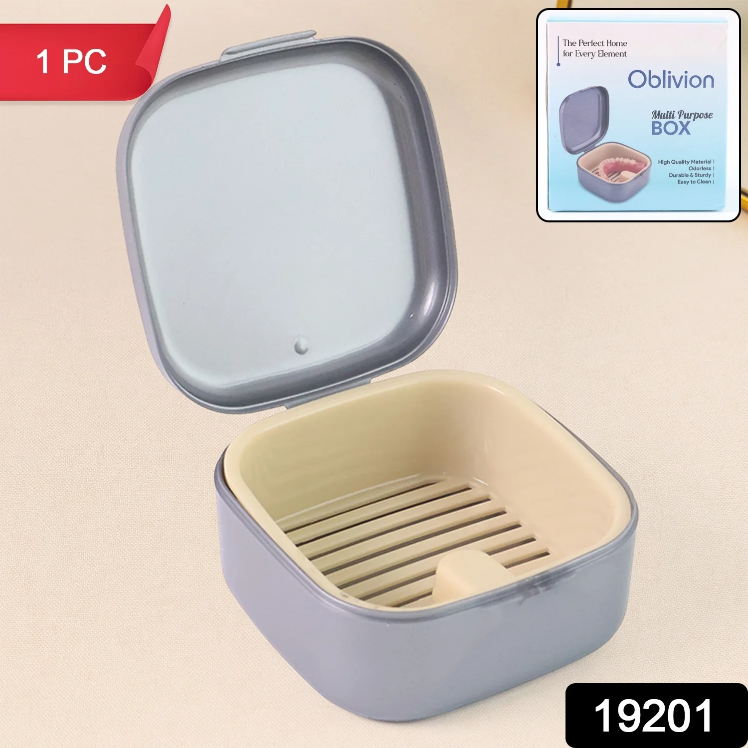 Oblivion Teeth Storage Box with Lid and Inner Tray, DENTURE CASE (1 Pc) - Image 2