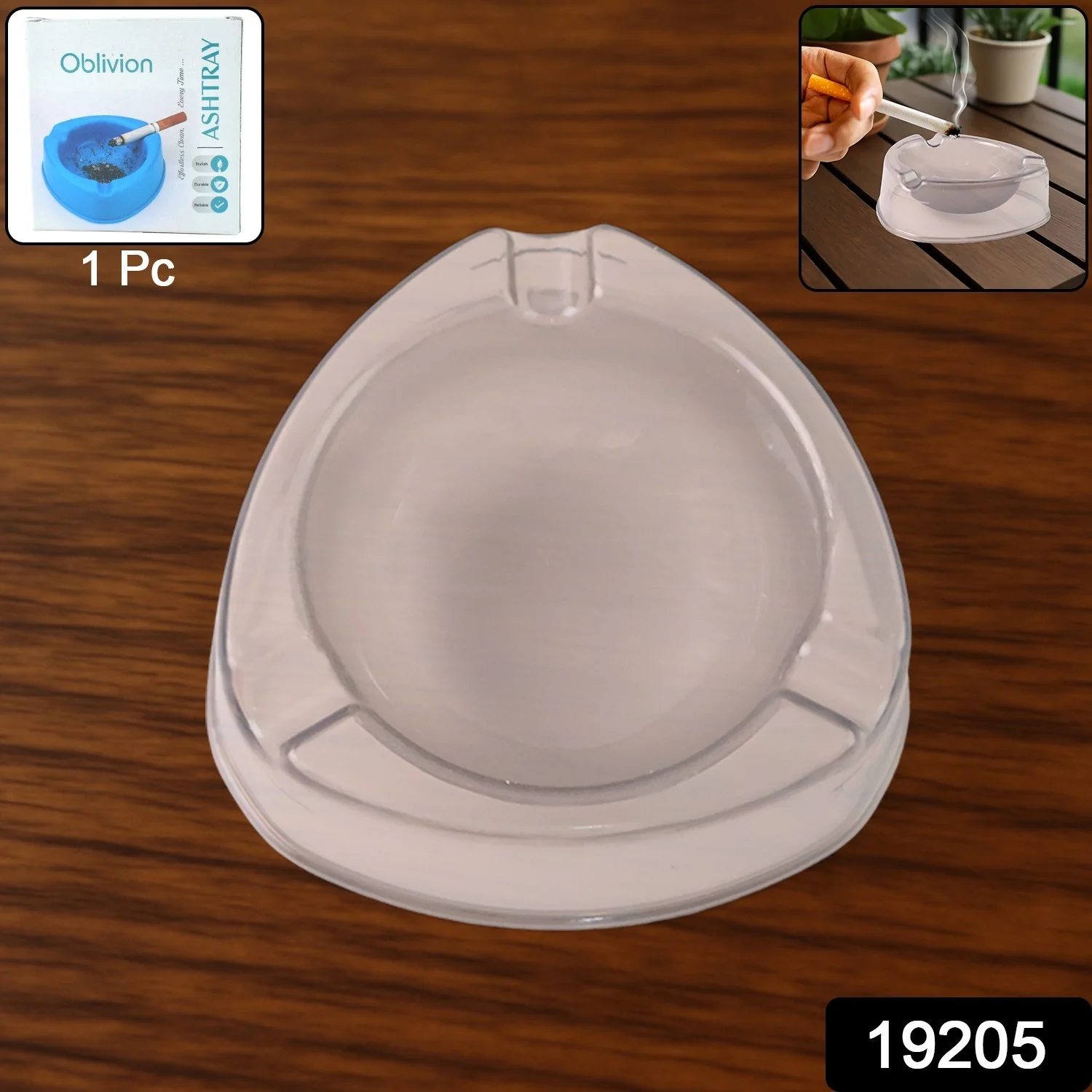 Oblivion Transparent White Ashtray with Cigarette Holder Grooves (1 Pc) - Image 2