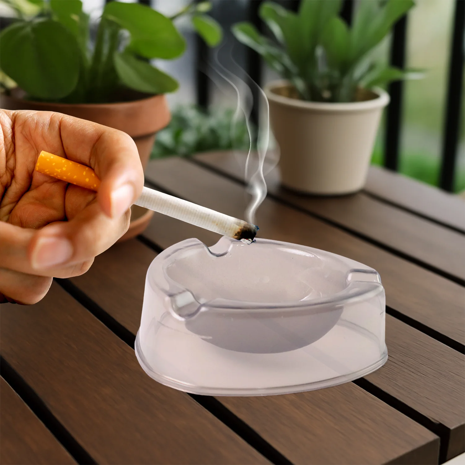 Oblivion Transparent White Ashtray with Cigarette Holder Grooves (1 Pc) - Image 3