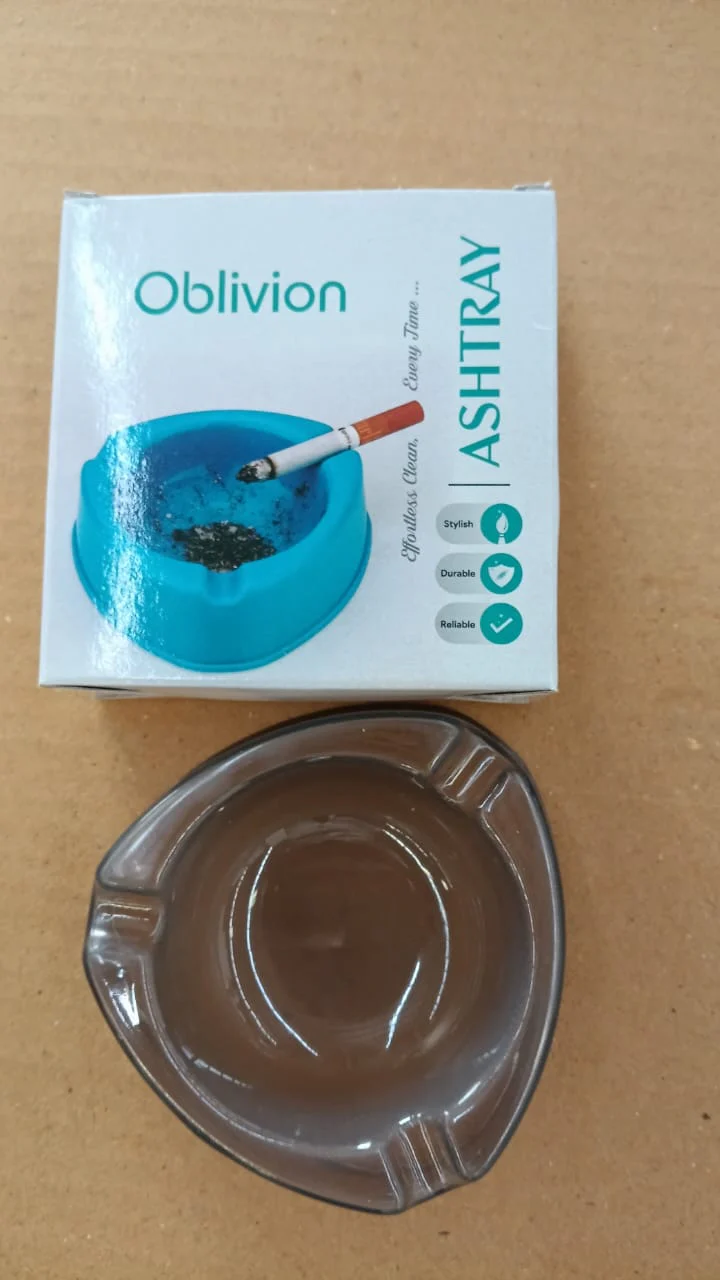 Oblivion Transparent White Ashtray with Cigarette Holder Grooves (1 Pc) - Image 7