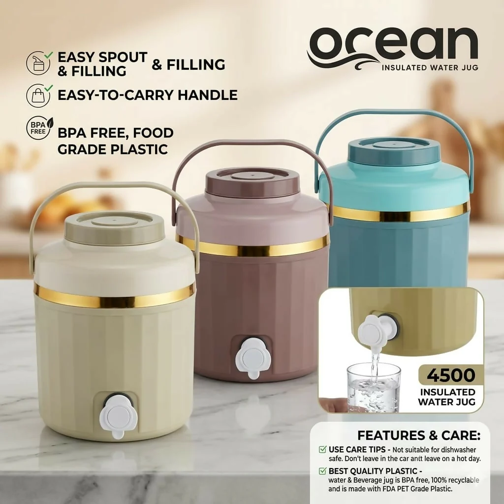 Ocean Insulated Water Jug with Tap 4500ml Pc BPA-Free Hot & Cold Dispenser - Image 2
