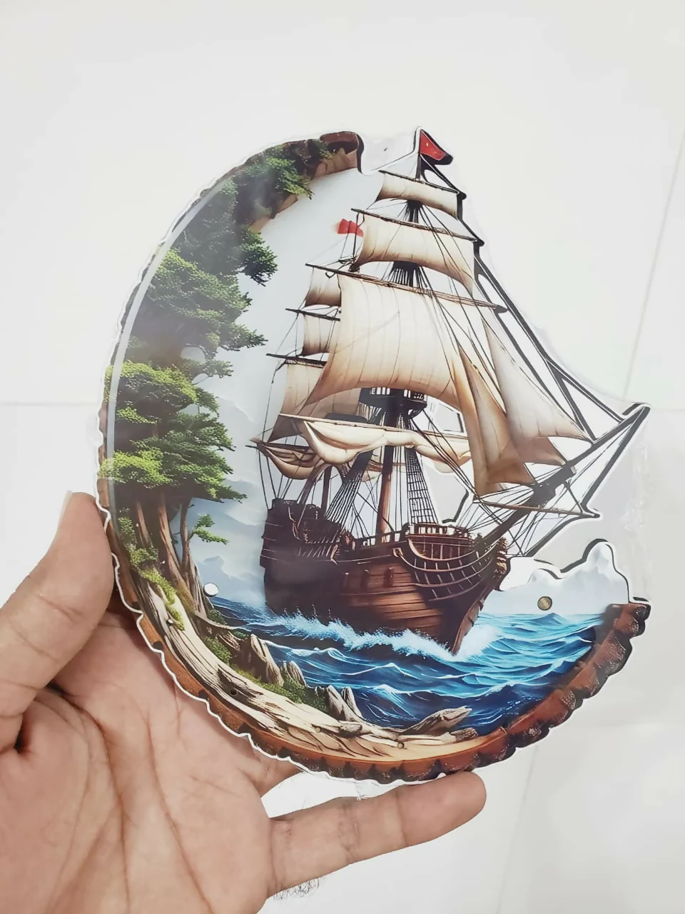 Ocean Sail Ship Wooden Key Holder (5 Hooks, Wall Mounted) - Image 4