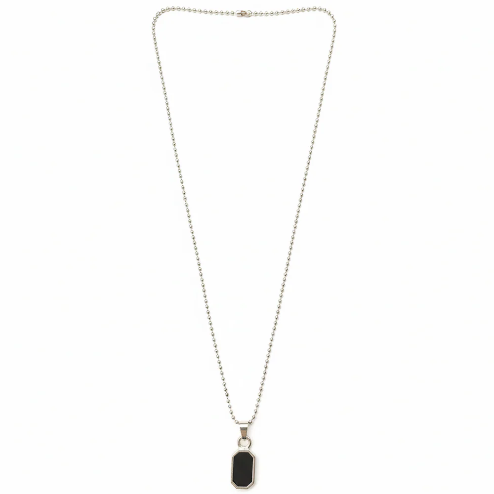 Octagon Shape Black Inlay Pendant Necklace for Men - Image 3