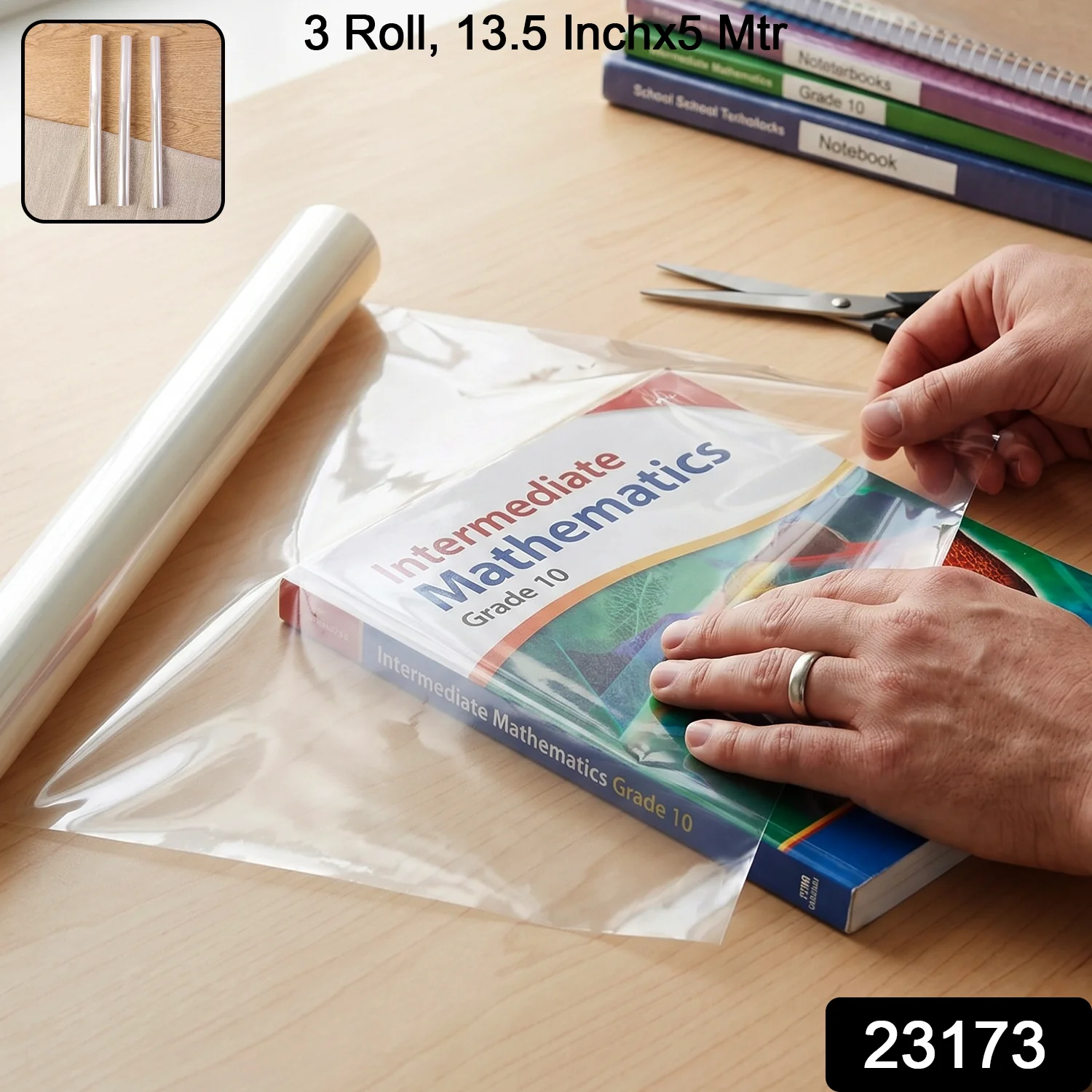 Oddy Clear Book Cover Roll (13.5 Inch x 5 Meter 3 Roll Set) - Image 2