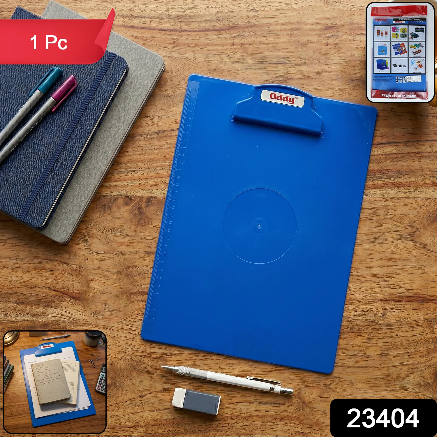 Oddy Plastic Clip Board 1 Pc Blue, A4 Size with Secure Grip - Image 2
