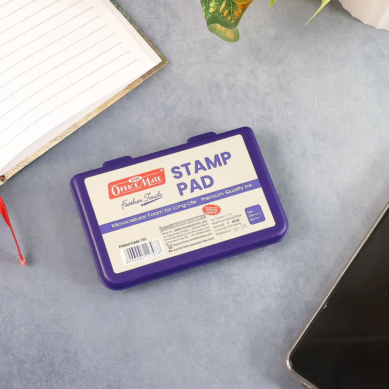 Officemate Feather Touch Stamp Pad Medium – Blue Colour (108mm × 65mm) - Image 3
