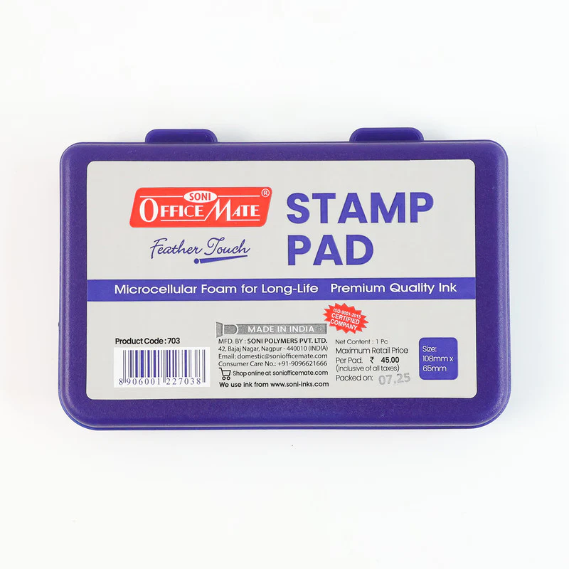 Officemate Feather Touch Stamp Pad Medium – Blue Colour (108mm × 65mm) - Image 6