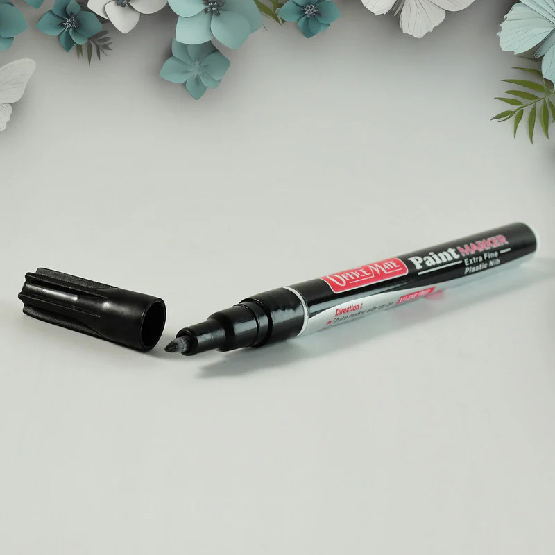 Officemate Paint Marker – Black Colour Extra Fine Plastic Nib - Image 4