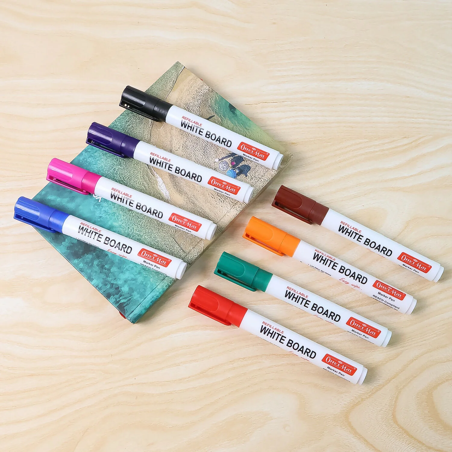 Officemate Refillable Whiteboard Marker Pen Set – 8 Vibrant Colours - Image 2