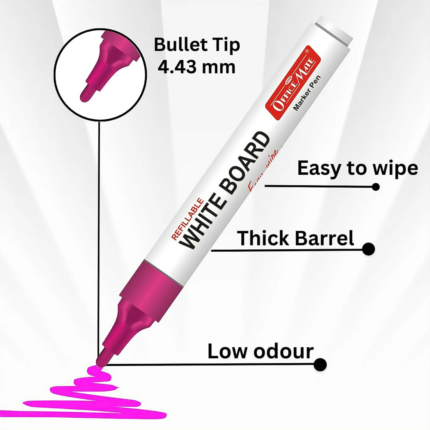 Officemate Refillable Whiteboard Marker Pen Set – 8 Vibrant Colours - Image 3