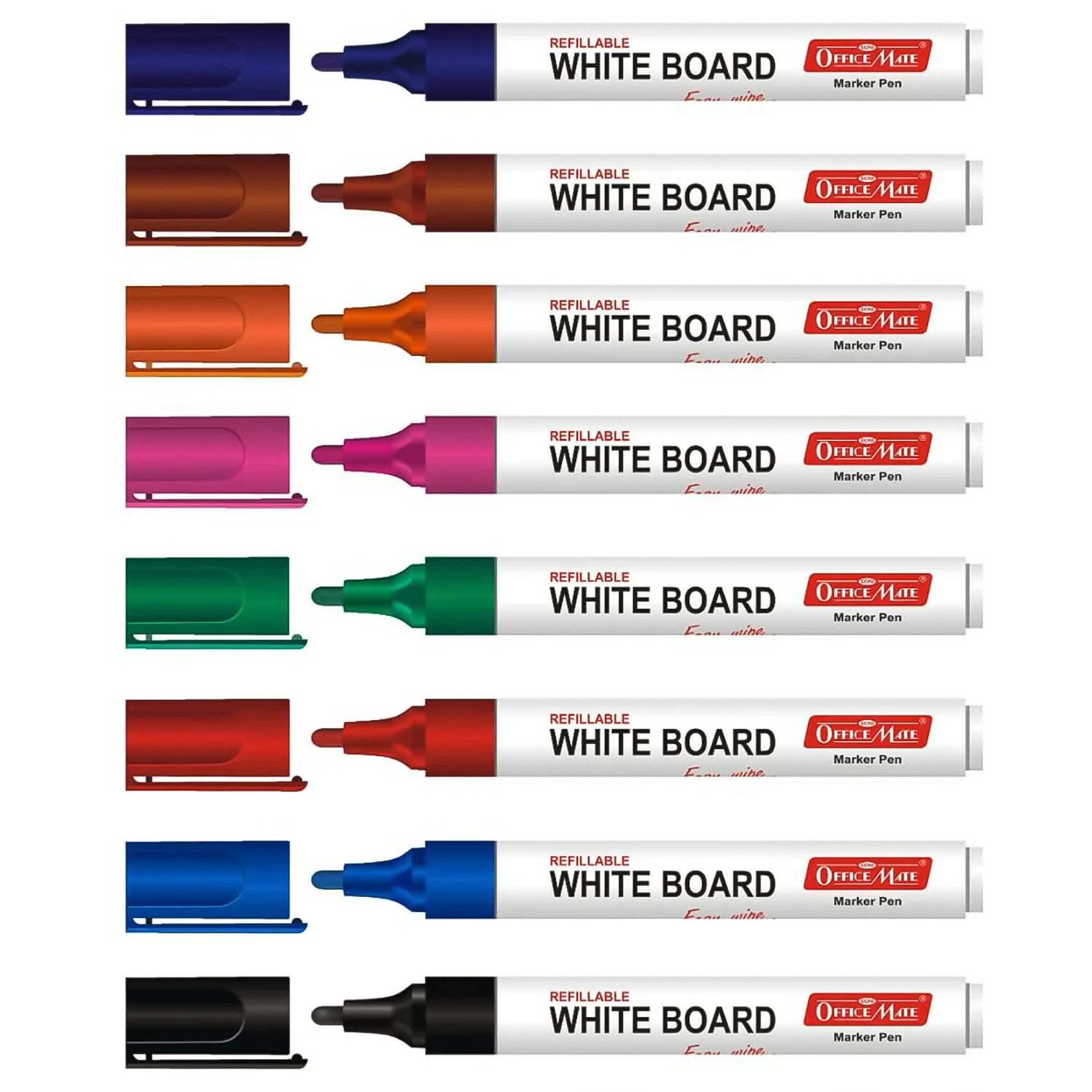 Officemate Refillable Whiteboard Marker Pen Set – 8 Vibrant Colours - Image 5
