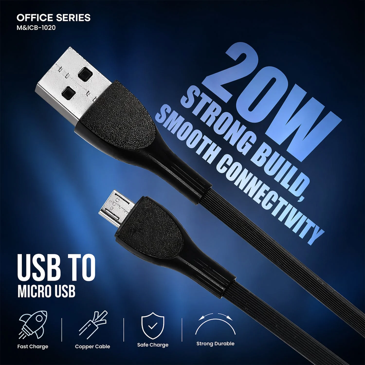 Office Series 20W USB to Micro USB Fast Charging Cable (1 Pc) - Image 6