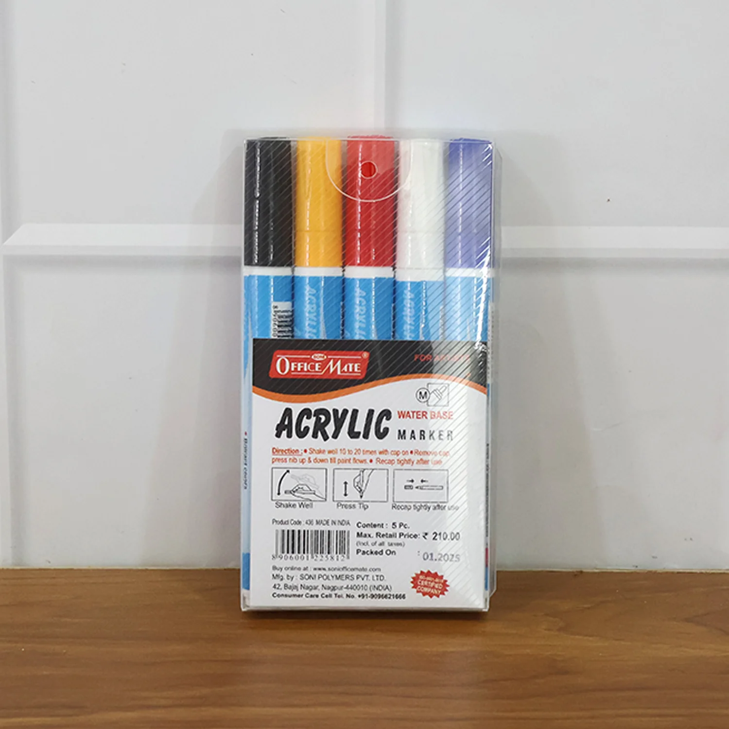 Officemate Acrylic Marker Pen Set – 5-Color Pack, Quick-Dry & Water-Based - Image 4