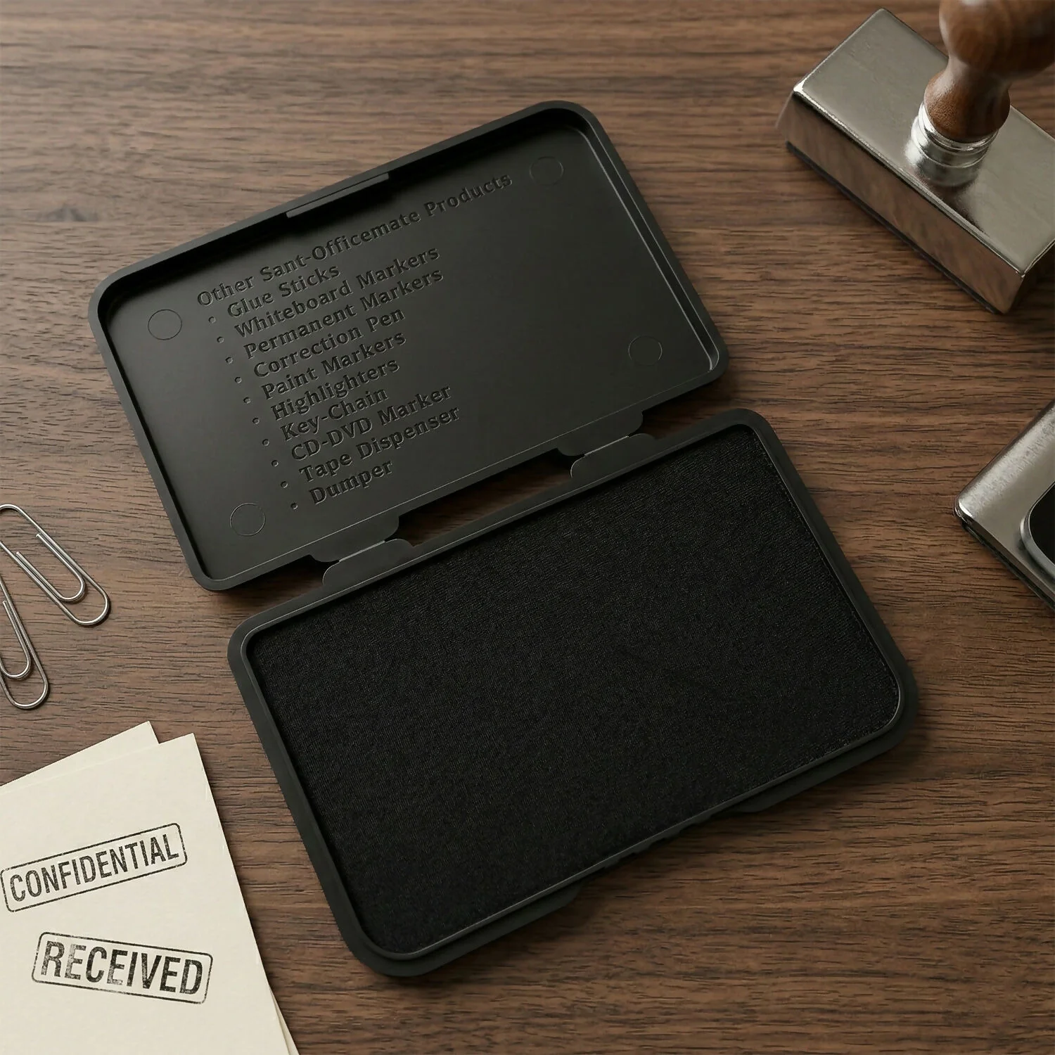 OfficeMate Black Feather Touch Stamp Pad for Office And School Use (155x95 mm) - Image 3