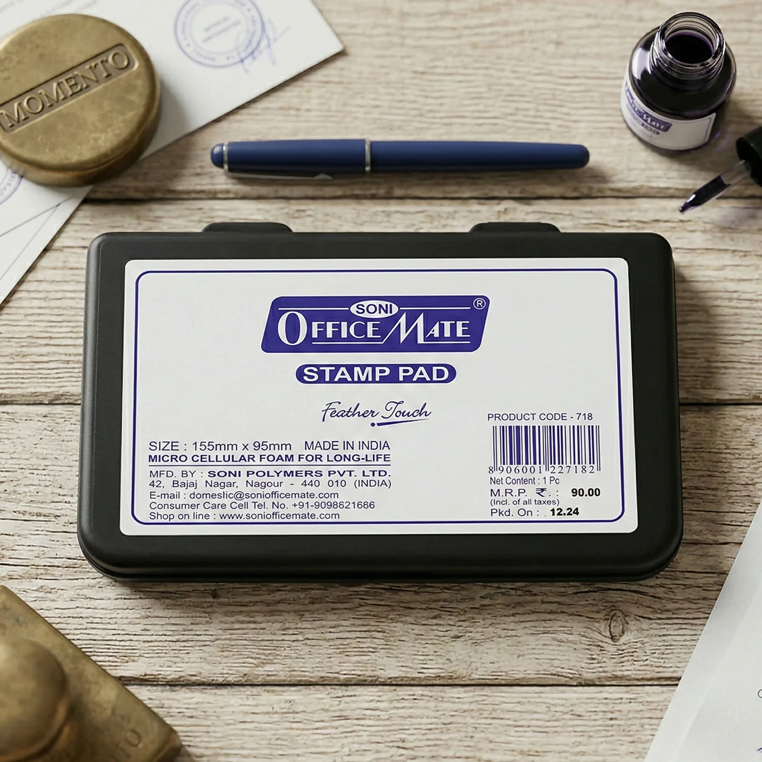 OfficeMate Black Feather Touch Stamp Pad for Office And School Use (155x95 mm) - Image 4