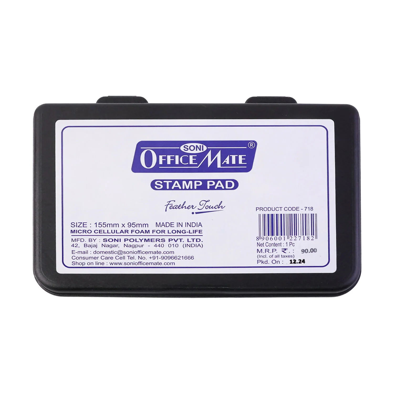 OfficeMate Black Feather Touch Stamp Pad for Office And School Use (155x95 mm) - Image 5