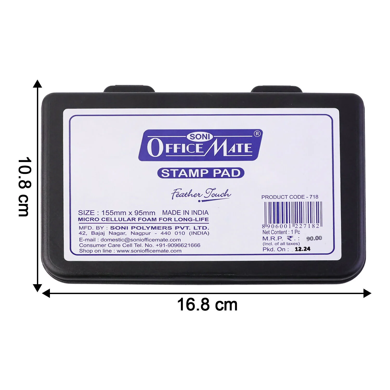 OfficeMate Black Feather Touch Stamp Pad for Office And School Use (155x95 mm) - Image 6