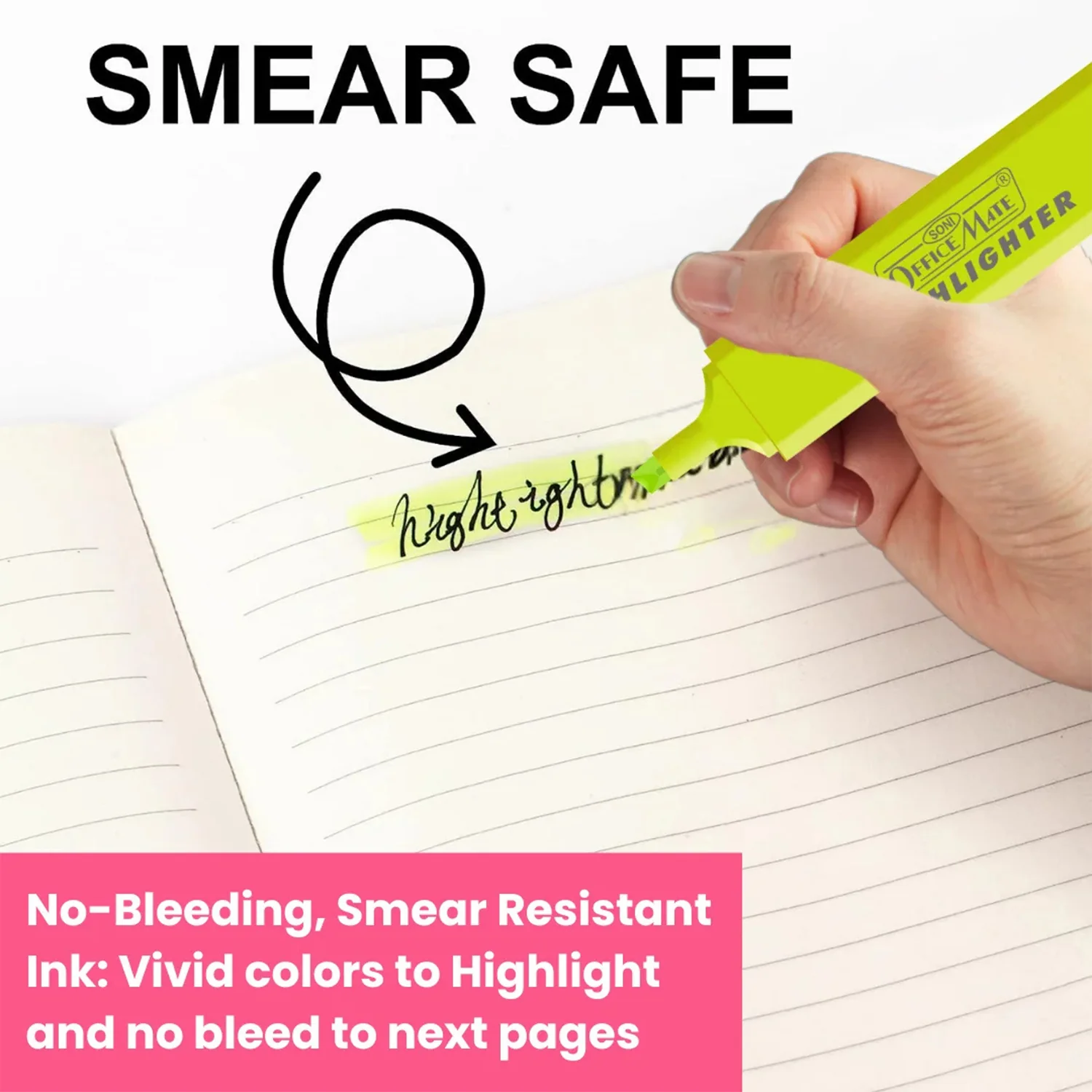 Officemate Fluorescent Highlighter Set of 5 – Vibrant Colors for Smooth Writing - Image 3