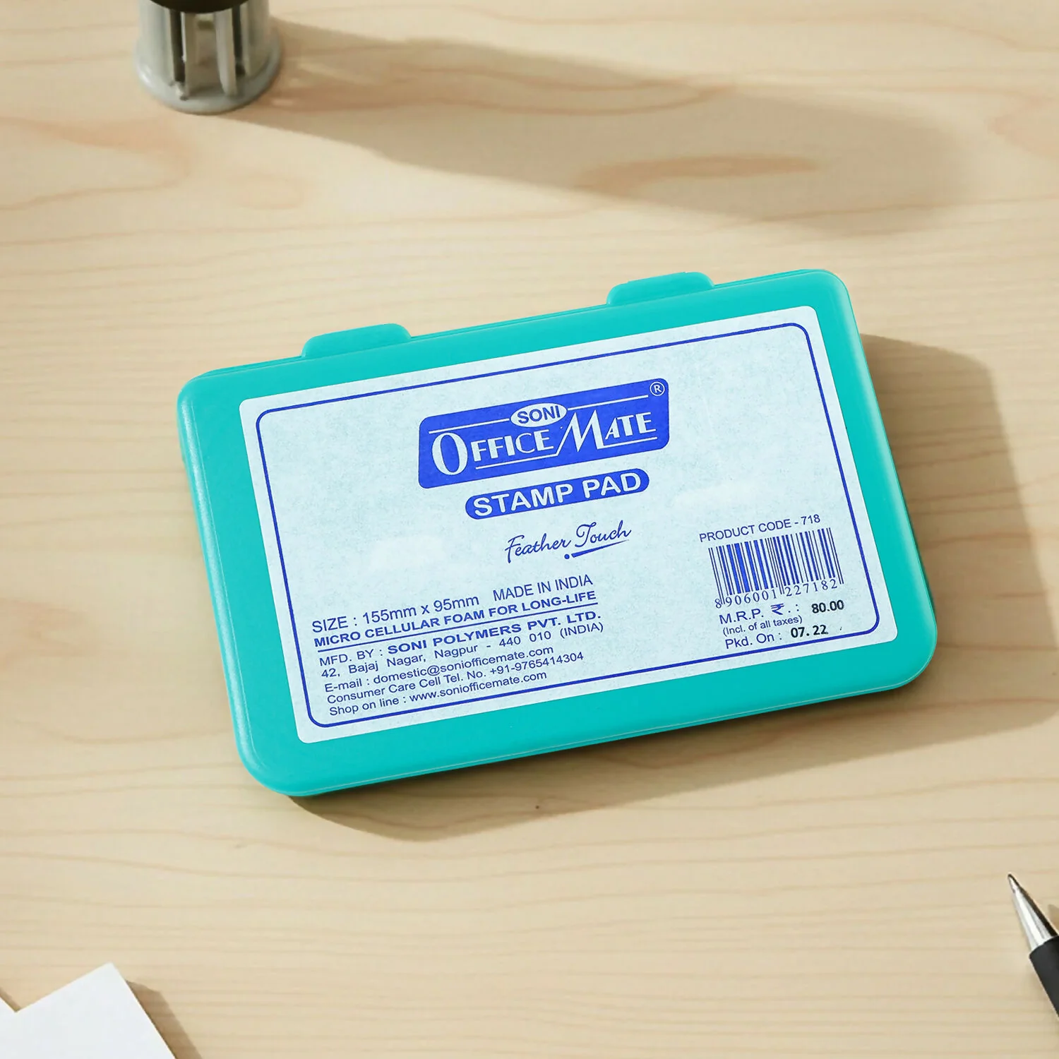OfficeMate Green Feather Touch Stamp Pad for Office And School Use (155x95 mm) - Image 3