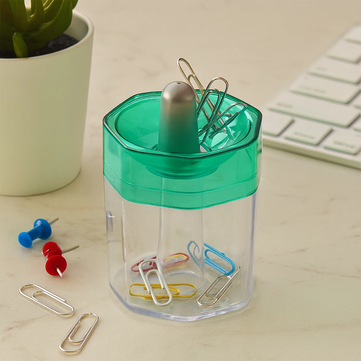 Officemate Magnetic Pin & Clip Dispenser – Compact Organizer Office, School & Home - Image 2