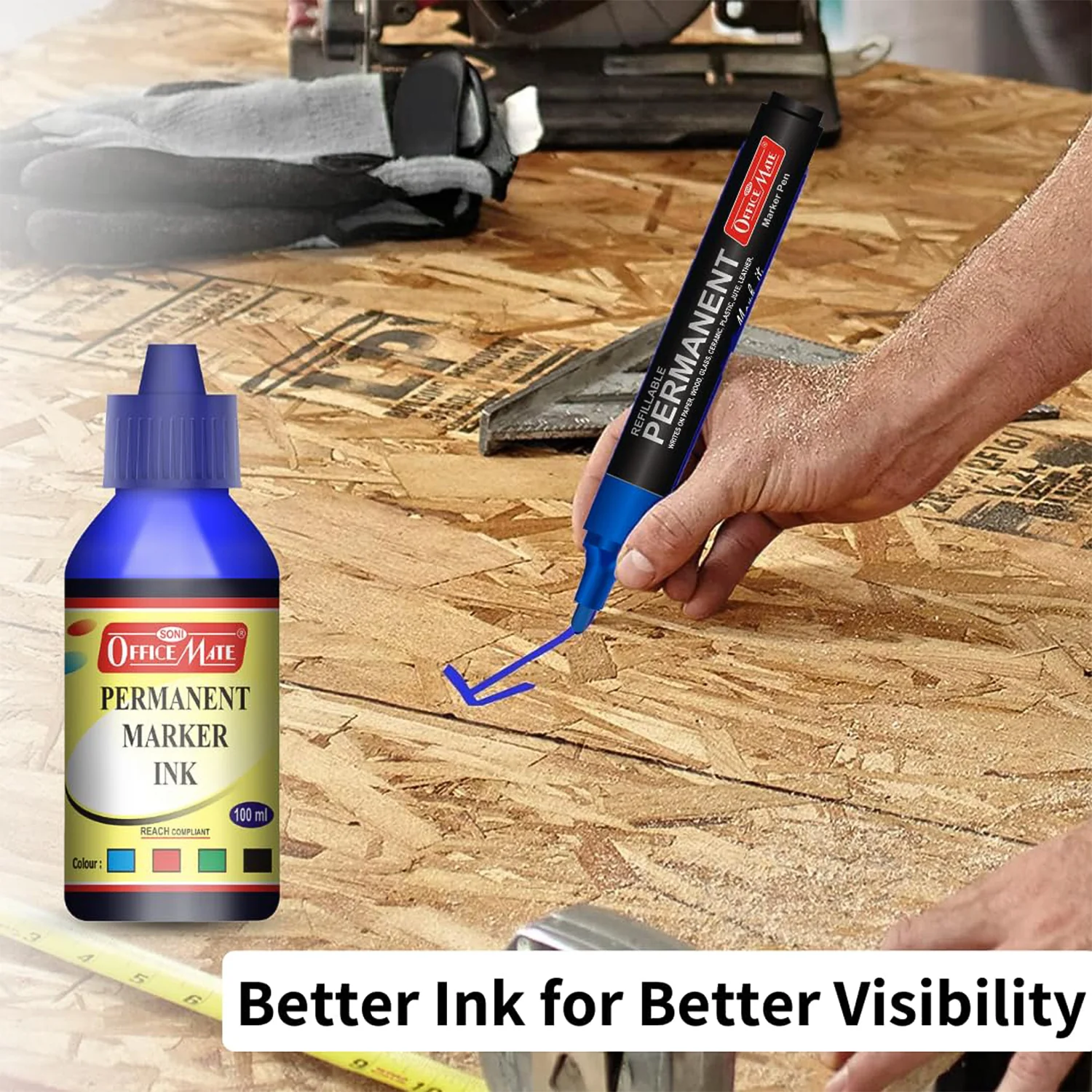 Officemate Permanent Marker Ink 100ml – Quick Dry, Bright, Long-Lasting Refill Ink - Image 4