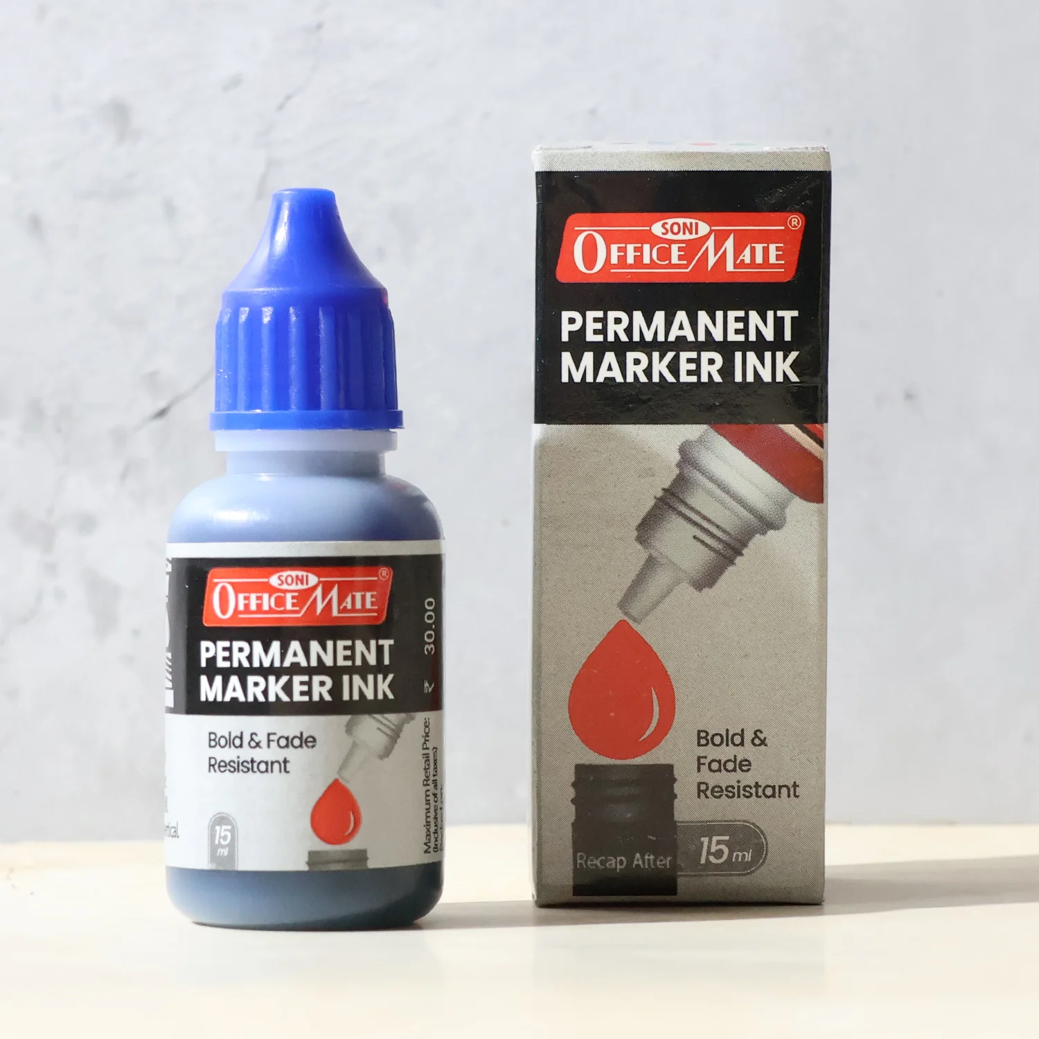Officemate Permanent Marker Ink Blue – 15 ml Refill Bottle | Bold & Fade-Resistant - Image 3