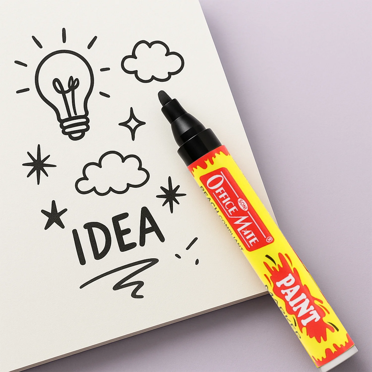 Officemate Permanent Paint Marker Pen Black – Quick Dry, Bold Writing, REACH - Image 3