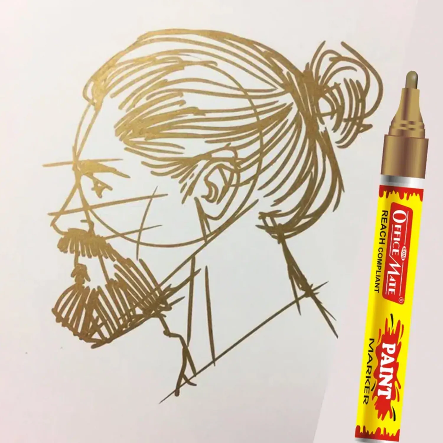 Officemate Permanent Paint Marker – Golden Quick-Dry Water-Resistant Ink - Image 4