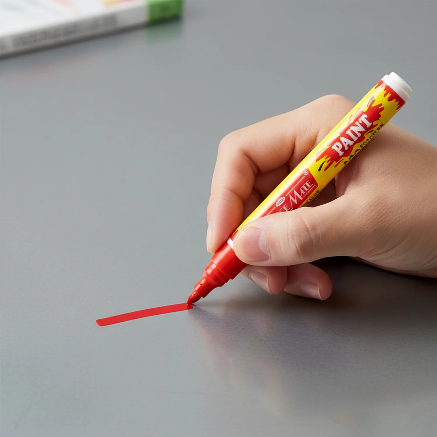 Officemate Permanent Paint Marker Pen Red – Quick Dry, Waterproof & REACH Compliant - Image 2