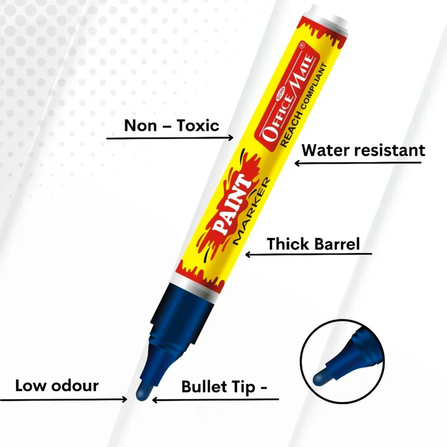 Officemate Permanent Paint Marker Pen Royal Blue - Image 3