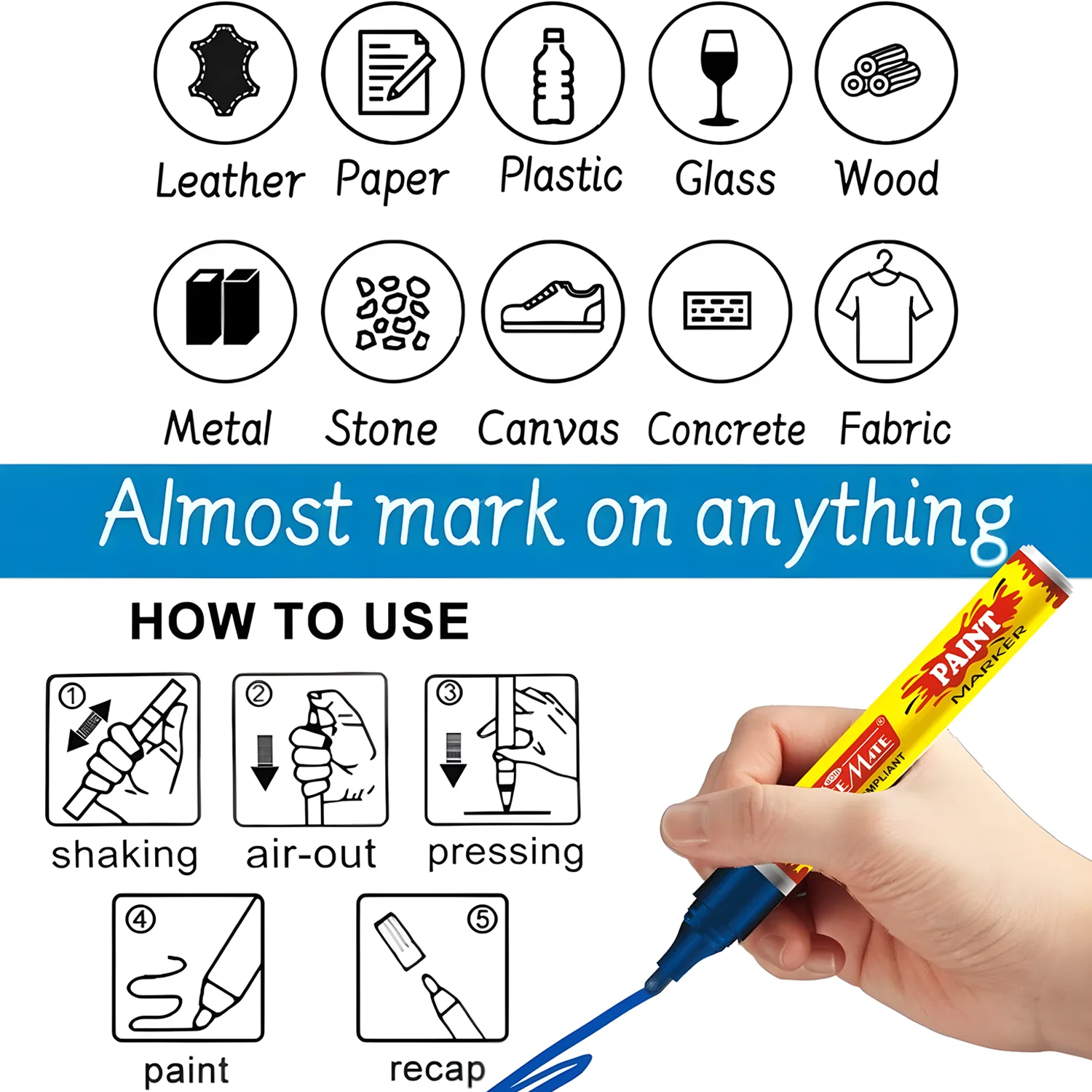 Officemate Permanent Paint Marker Pen Royal Blue - Image 4