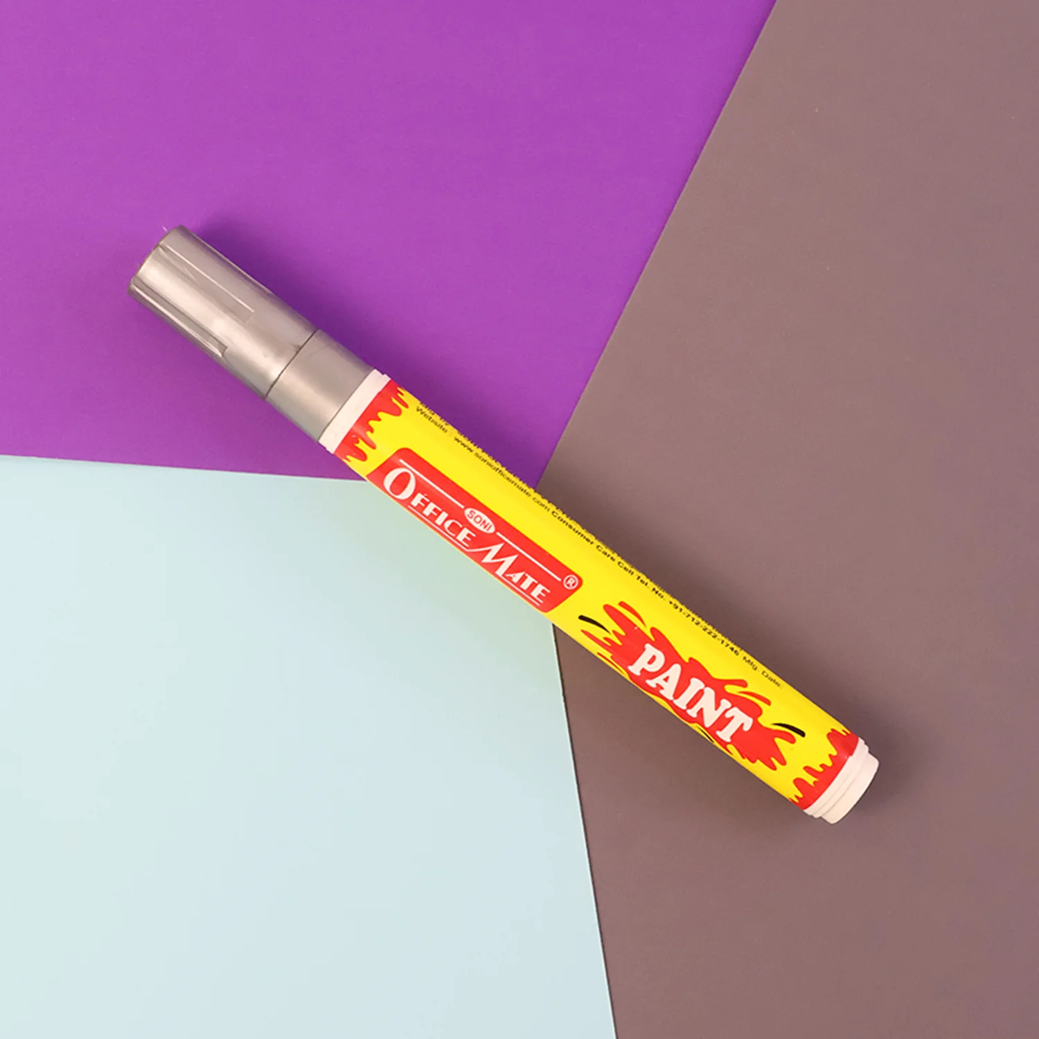 Officemate Permanent Paint Marker – Silver Metallic Waterproof Quick-Dry Pen - Image 2