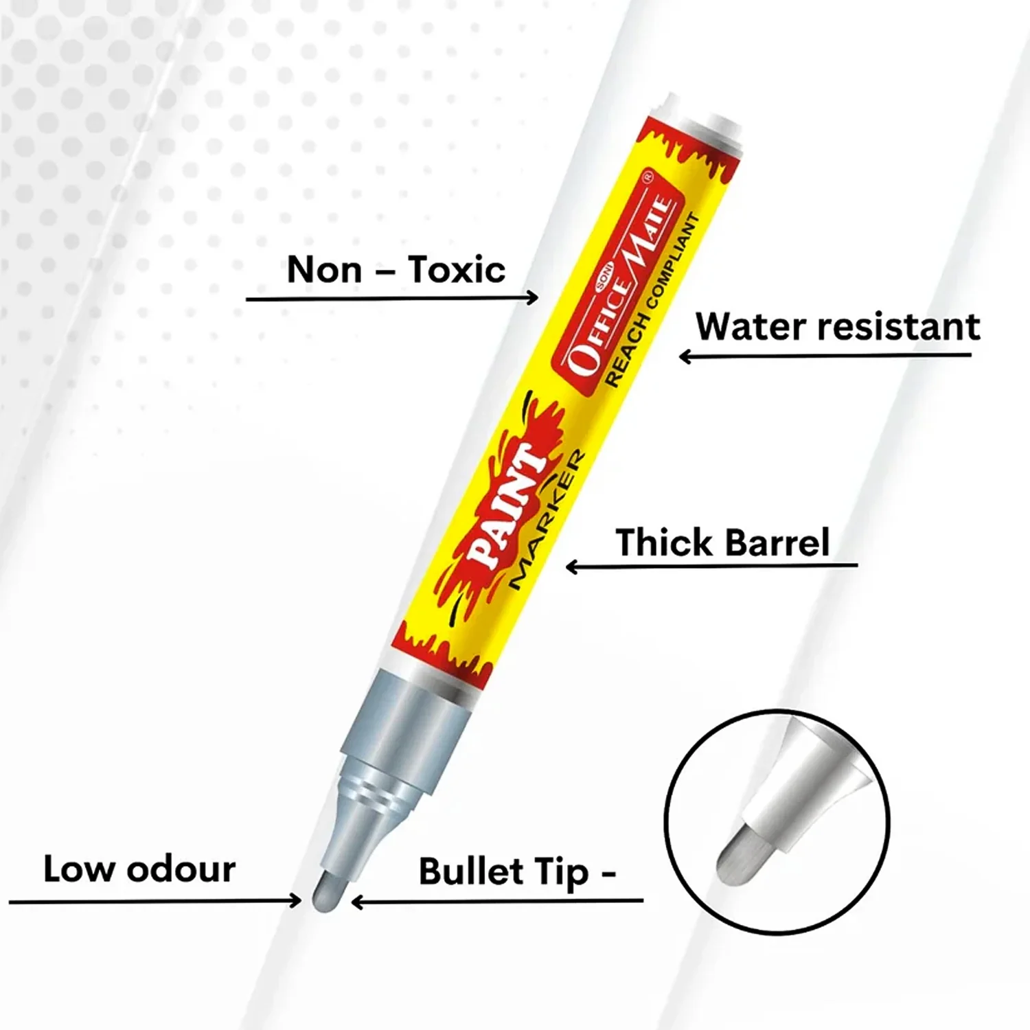 Officemate Permanent Paint Marker – Silver Metallic Waterproof Quick-Dry Pen - Image 4