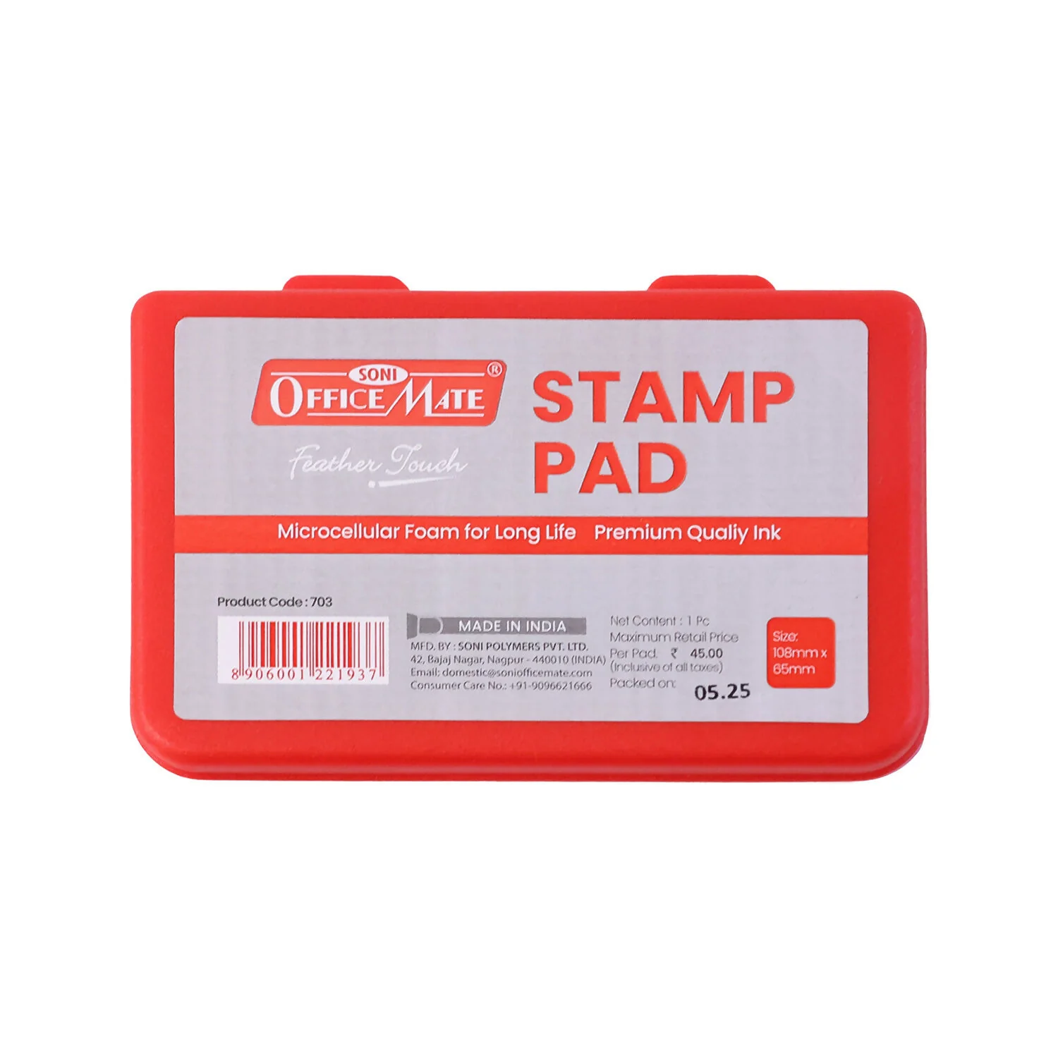 OfficeMate Red Stamp Pad – Premium Microcellular Foam, Long-Life Ink (108×65 mm) - Image 5
