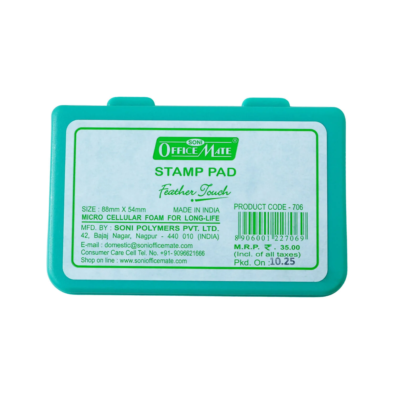 Officemate Small Stamp Pad Feather Touch Green Ink Long-Life Micro Cellular Foam (88cm x54cm) - Image 5