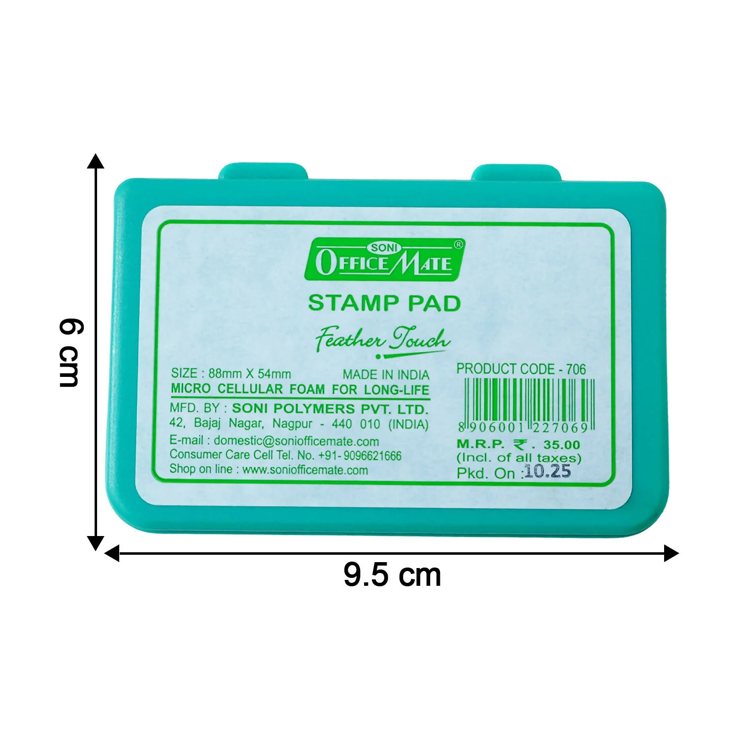 Officemate Small Stamp Pad Feather Touch Green Ink Long-Life Micro Cellular Foam (88cm x54cm) - Image 6