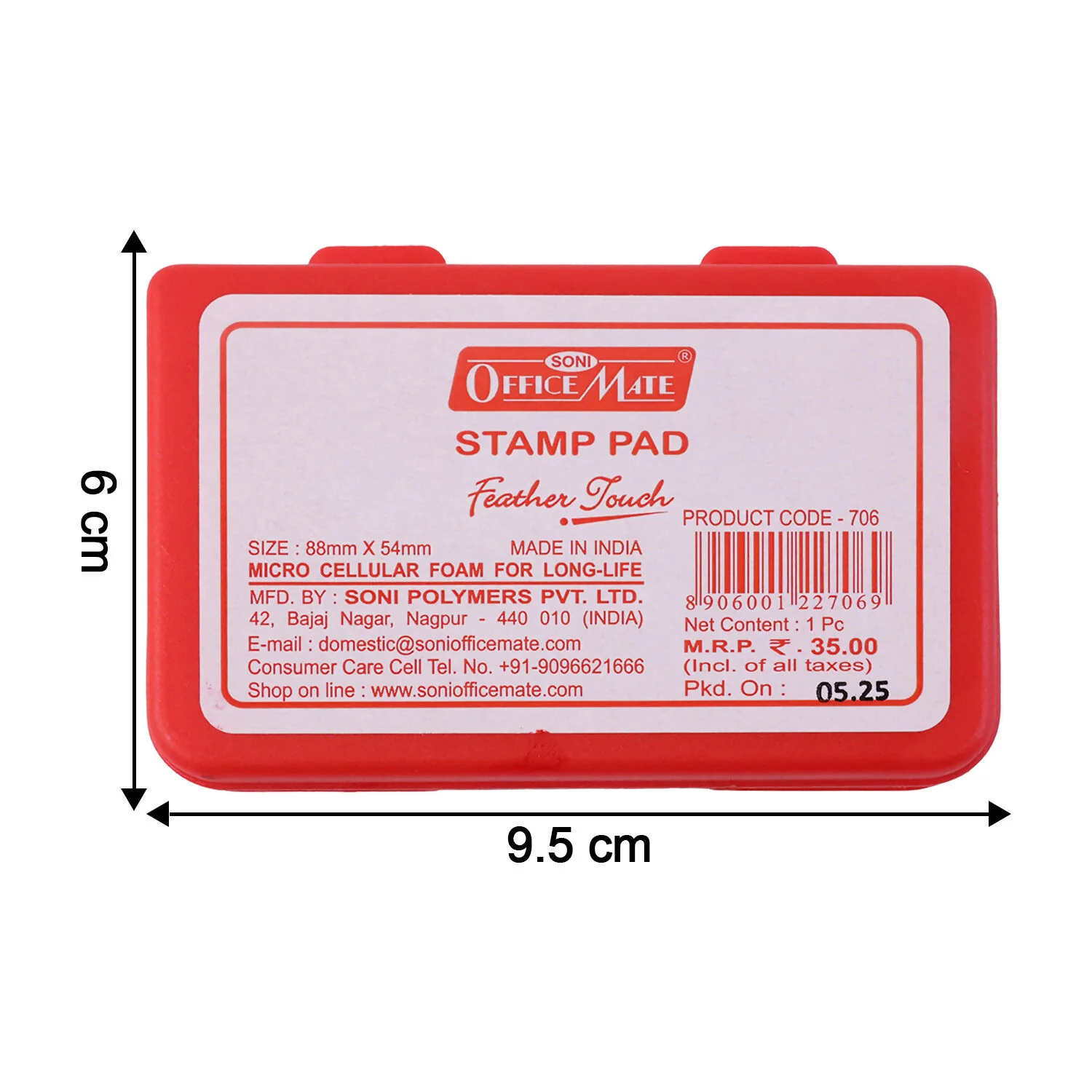 Officemate Small Stamp Pad Feather Touch Red Ink Long-Life Micro Cellular Foam (88cm x54cm) - Image 6