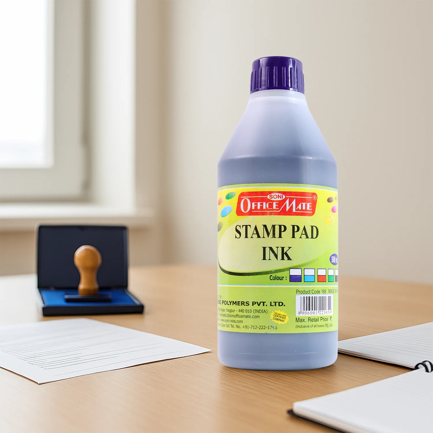 Officemate Stamp Pad Ink – 500 ml Violet Refill Bottle for Office Stamp Pads - Image 3