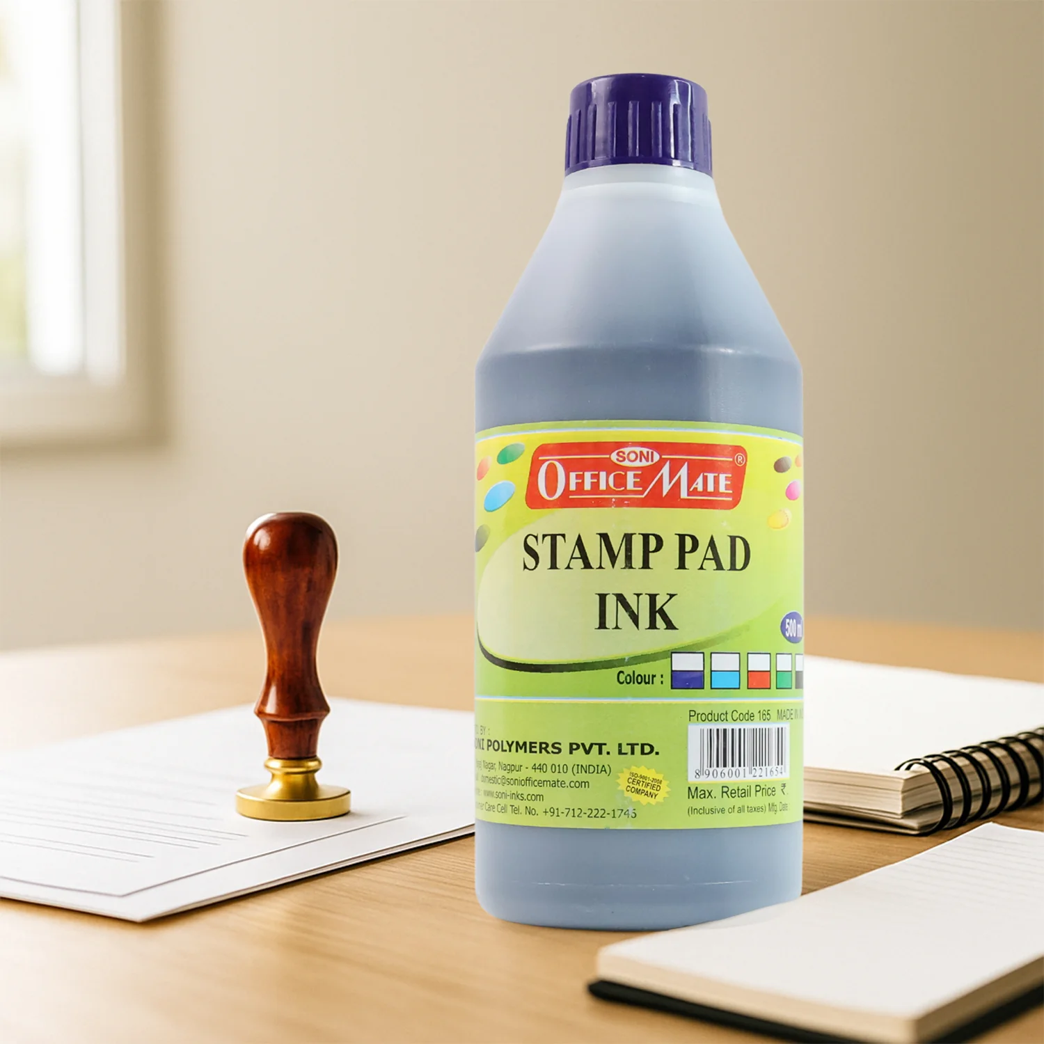 Officemate Stamp Pad Ink – 500 ml Violet Refill Bottle for Office Stamp Pads - Image 5