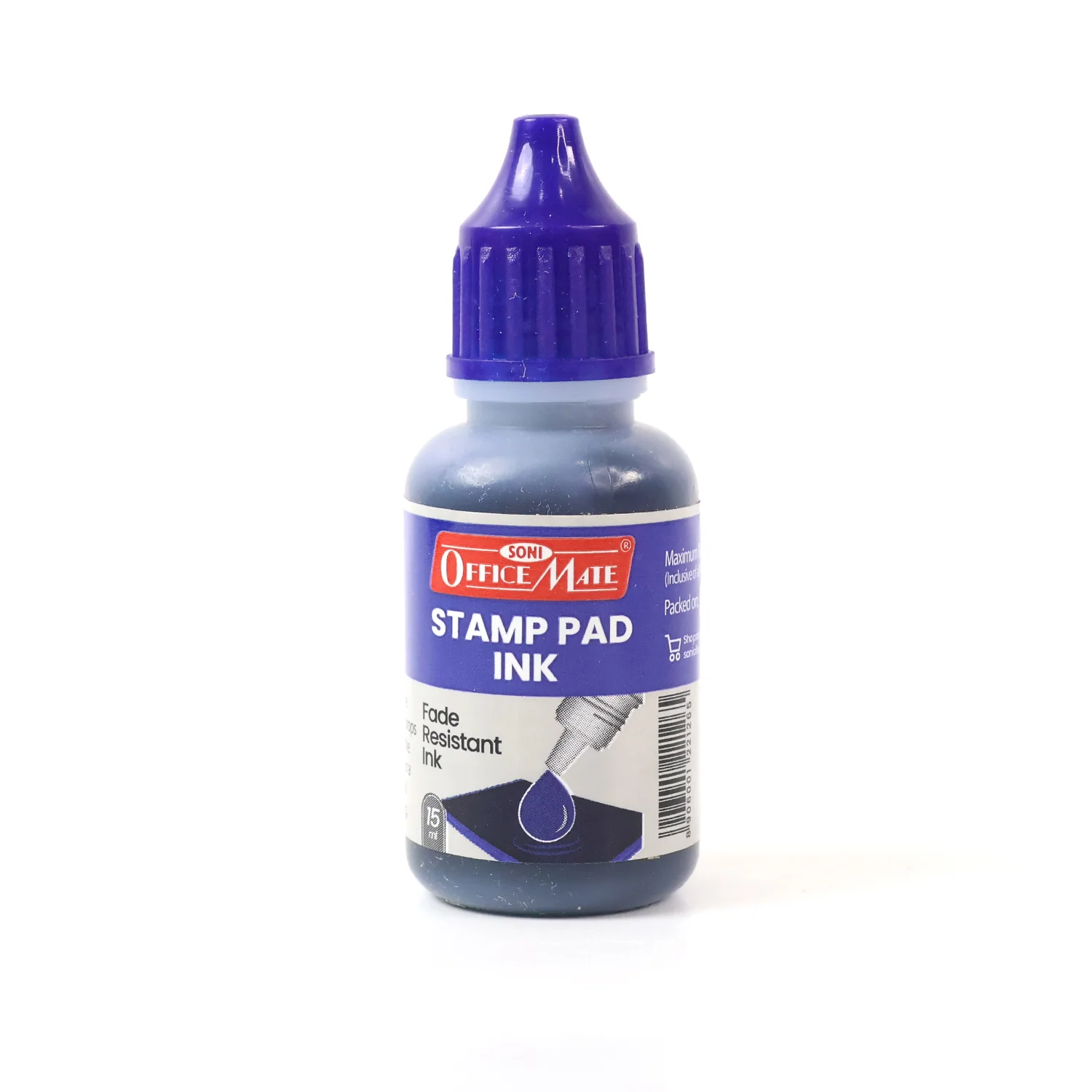 Officemate Stamp Pad Ink Blue – 15 ml Bottle | Fade-Resistant, Quick-Drying Refill - Image 2