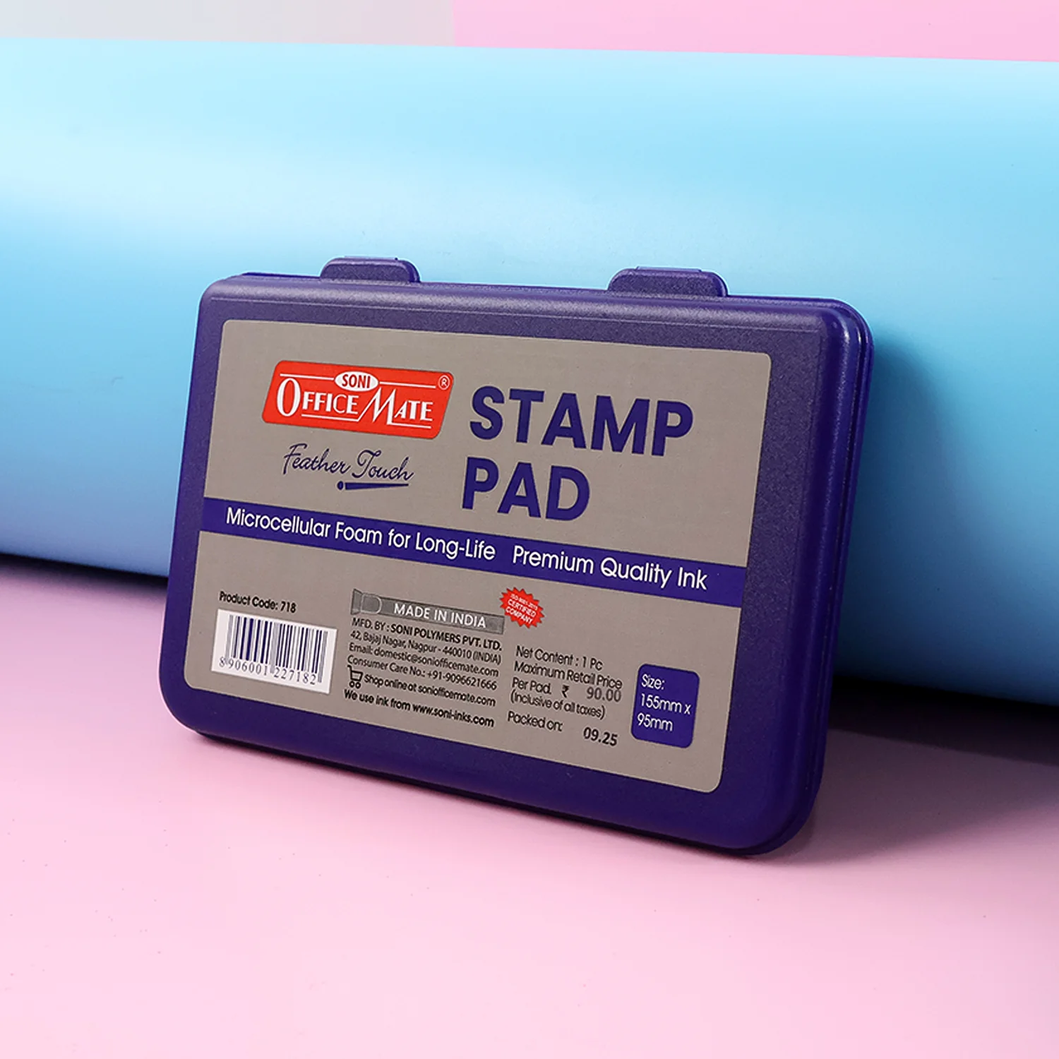 OfficeMate Stamp Pad (Large) – Feather Touch Violet Ink with Microcellular Foam & Premium Quality Ink - Image 2