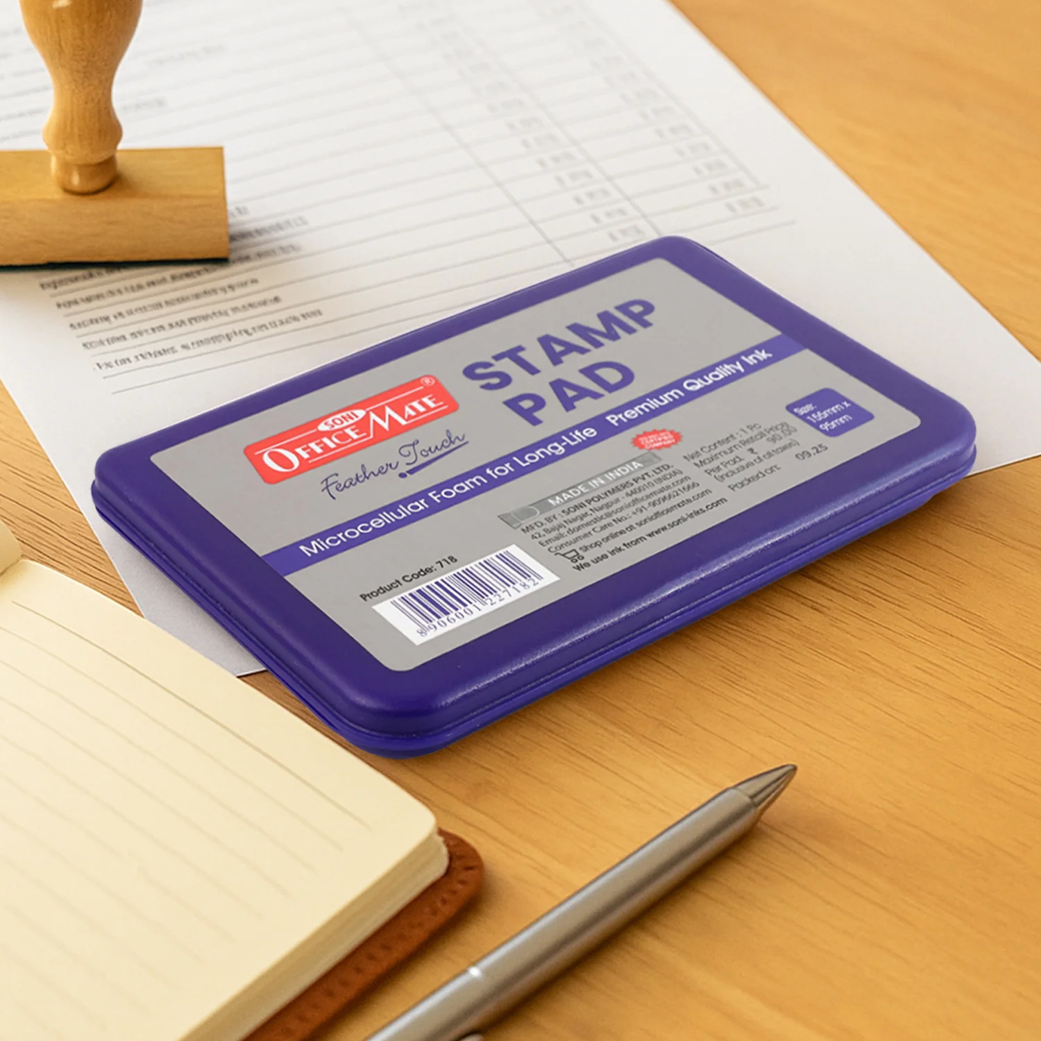 OfficeMate Stamp Pad (Large) – Feather Touch Violet Ink with Microcellular Foam & Premium Quality Ink - Image 3