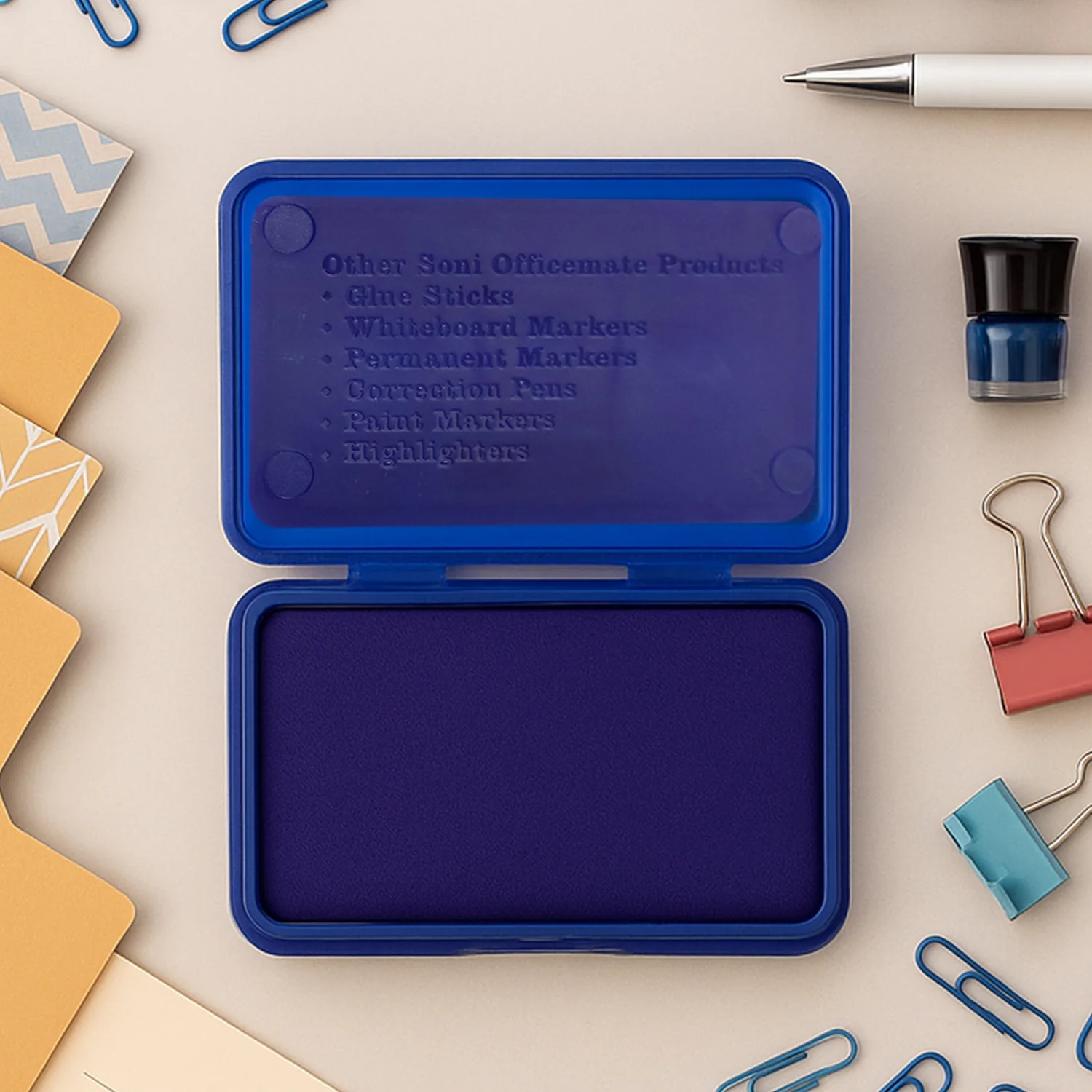 Officemate Small Stamp Pad Feather Touch Violet Ink Long-Life Micro Cellular Foam (88cm x54cm) - Image 2