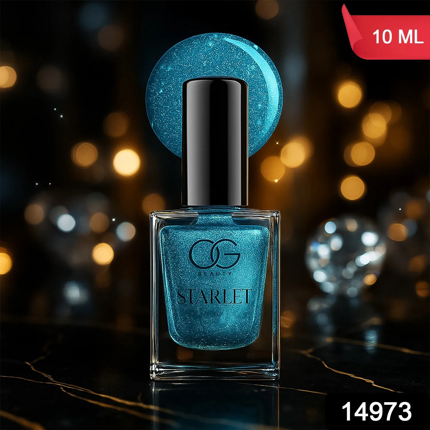 OG Beauty Aqua Bluebell Starlet Glitter Nail Paint (10 ML / 1 Pc) - Image 2