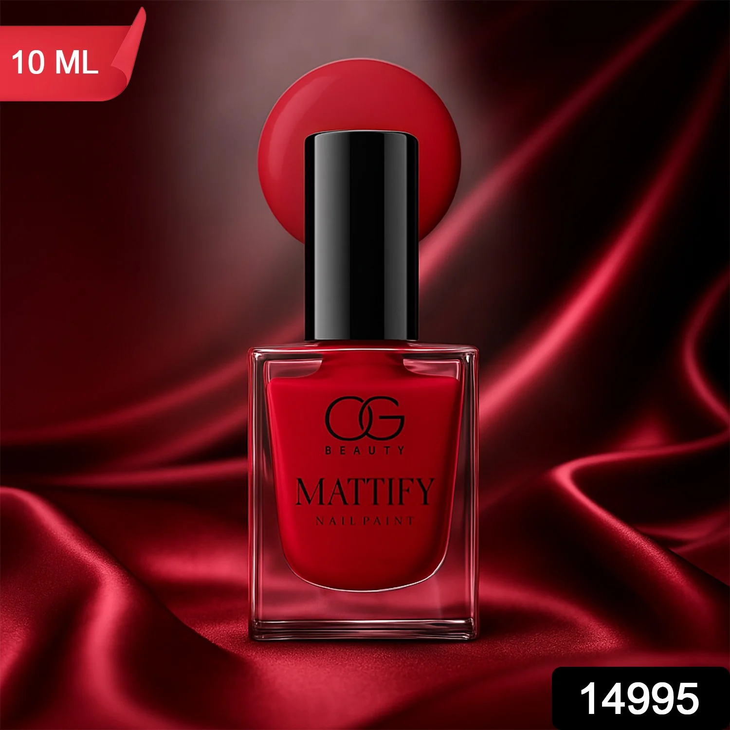 OG Beauty Red Carnival Mattify Nail Paint (10 ML / 1 Pc) - Image 2