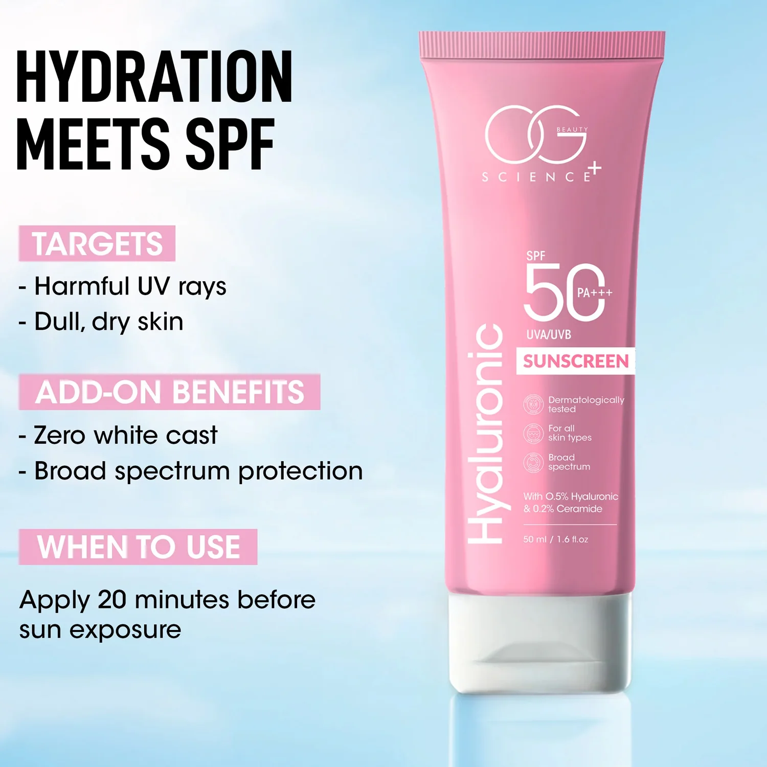 OG Beauty Science Hyaluronic Sunscreen (50ML / 1 Pc) - Image 5