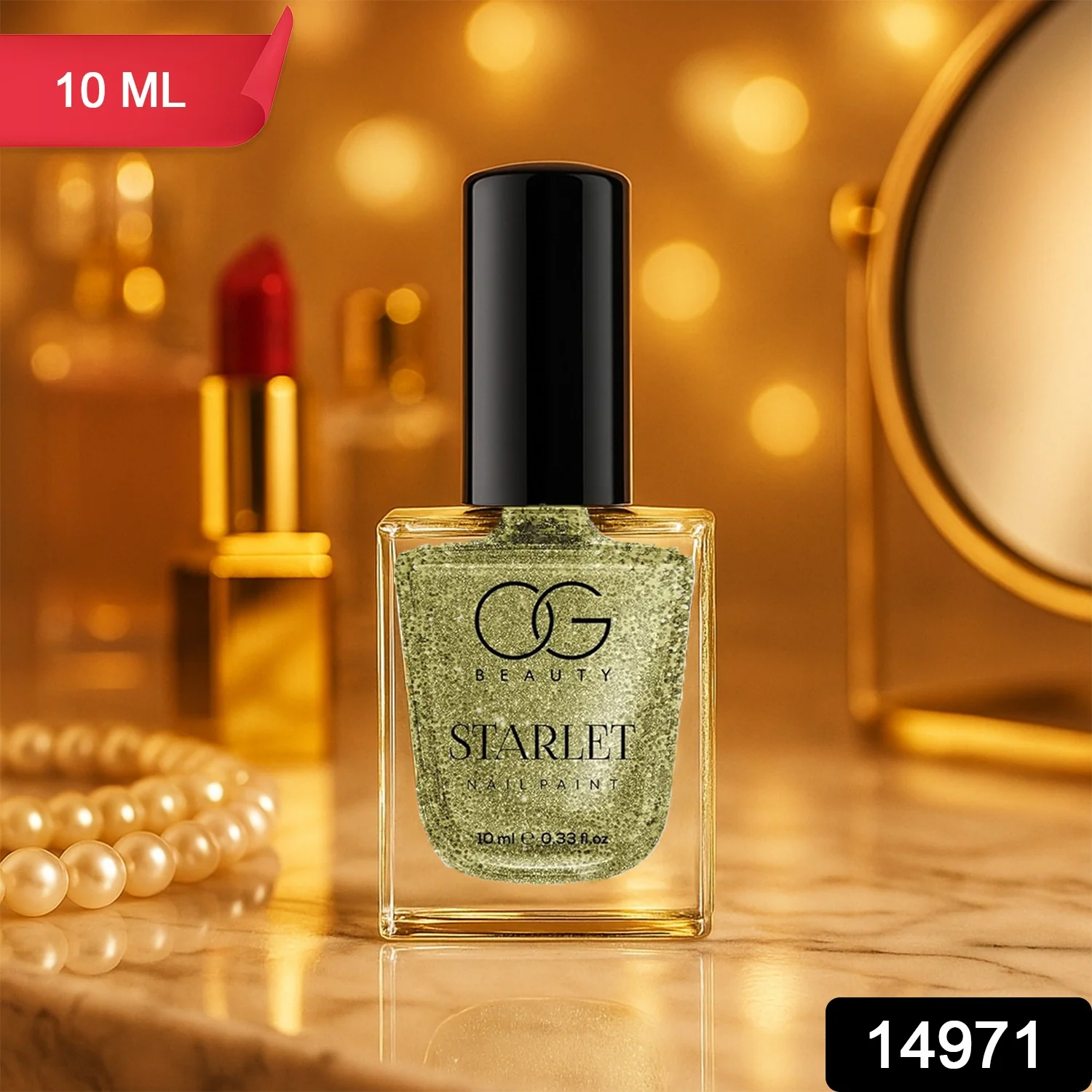 OG Beauty Sunshine Gold Starlet Glitter Nail Paint (10 ML / 1 Pc) - Image 2