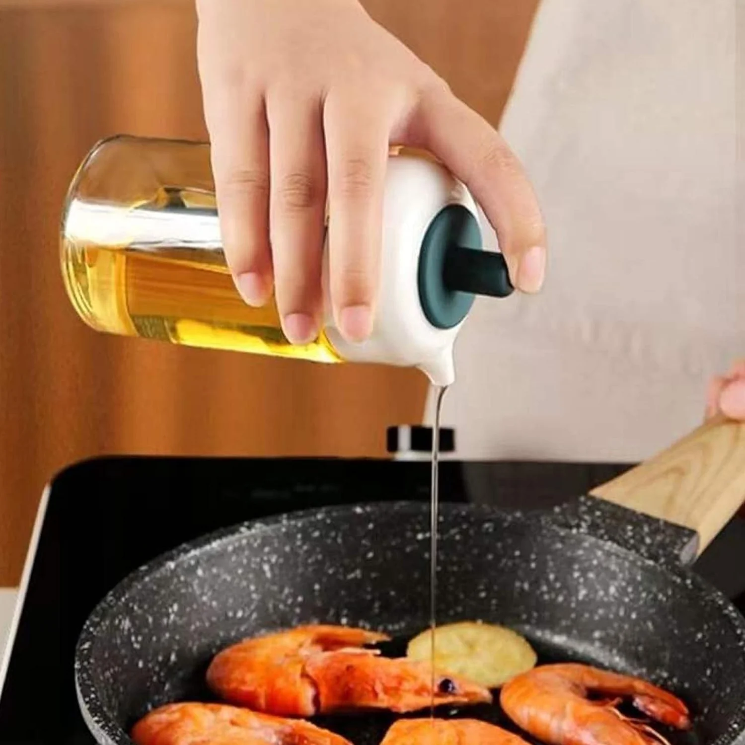 2 in 1 Glass Oil dispenser jar / Bottle with brush (1 Set) - Image 4